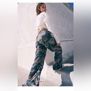 Free People Multicolor Camouflage Wide Leg Pants